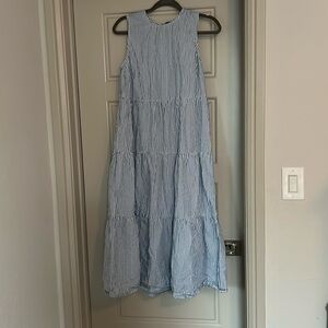 Blue and White float pin stripped maxi dress